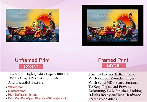 SAF paintings Pack of 1 Radha krishna religious modern art wall painting with framed for living room 11 inch x 14 inch CANFM31267