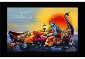 SAF paintings Pack of 1 Radha krishna religious modern art wall painting with framed for living room 11 inch x 14 inch CANFM31267