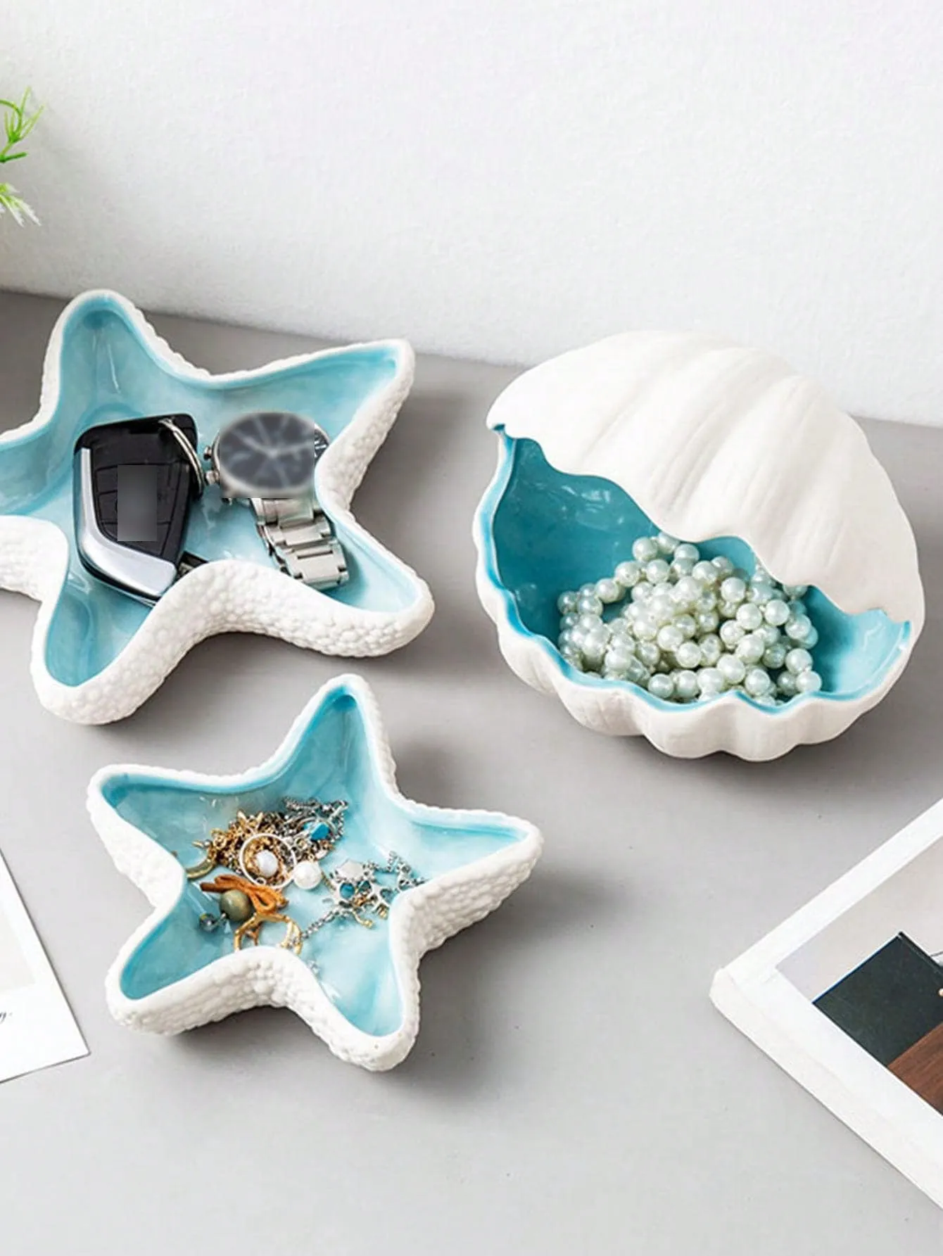 Seaside Blue Starfish Shaped Jewelry Dish