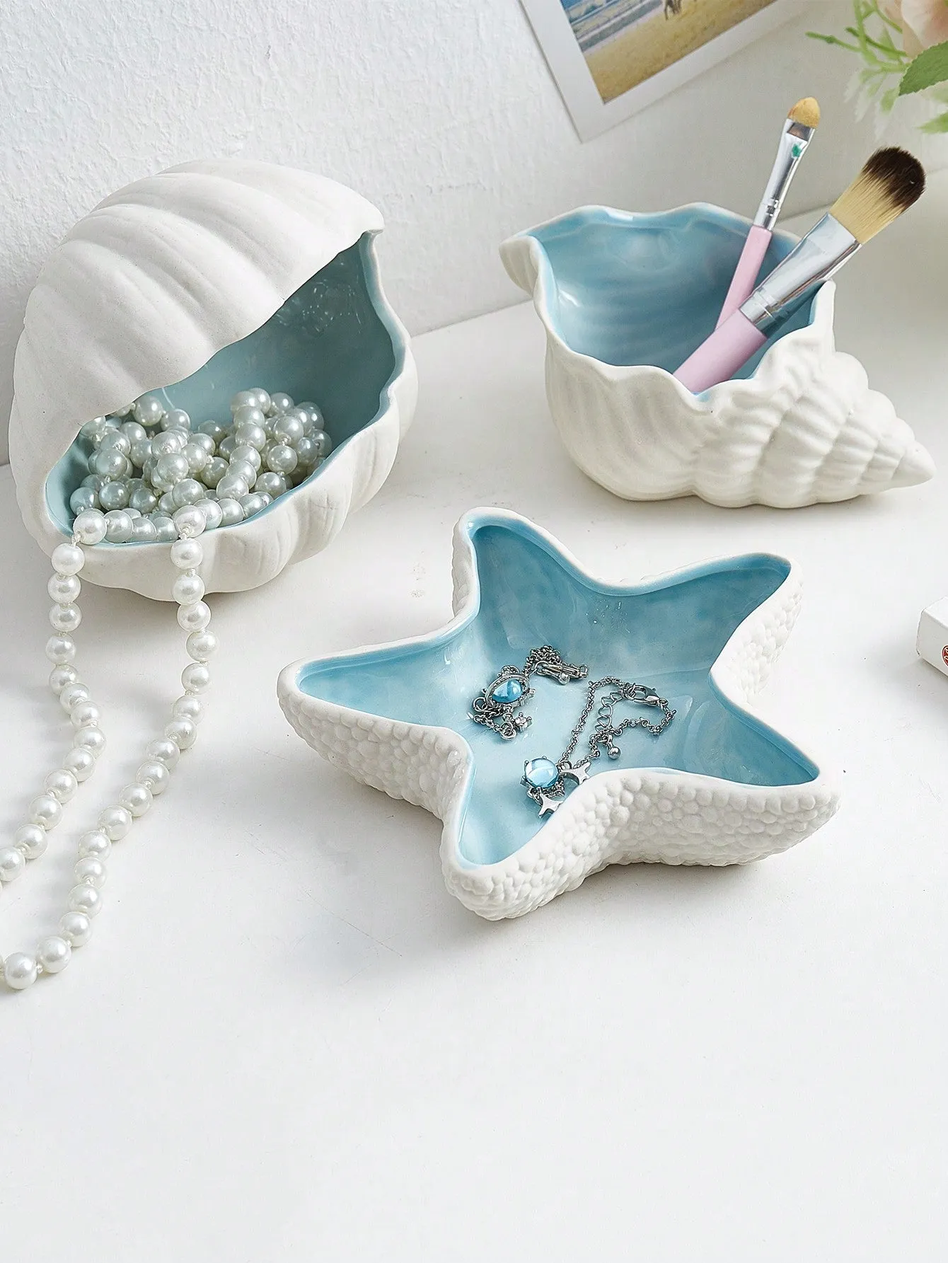 Seaside Blue Starfish Shaped Jewelry Dish