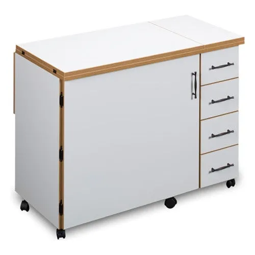 Sewing Machine Desk with 4 Drawers in White