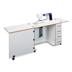 Sewing Machine Desk with 4 Drawers in White