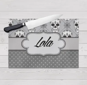 Silver Dot Personalized Sugar Skull Cutting Boards