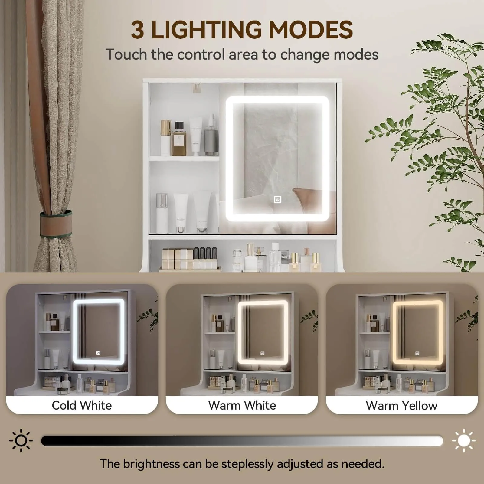 Small Makeup Vanity Set with Square Mirror and Shelf IF086