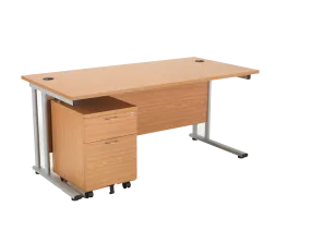 Start Next Day Delivery Cantilever Desk & Two Drawer Pedestal Bundle