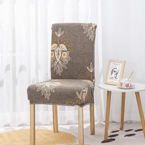 Stretchable Chair Covers, Beige Brocade