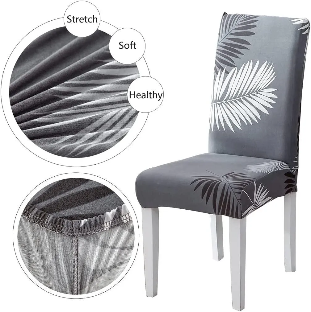 Stretchable Chair Covers, Charcoal Fern