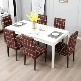 Stretchable Chair Covers, Check Brown