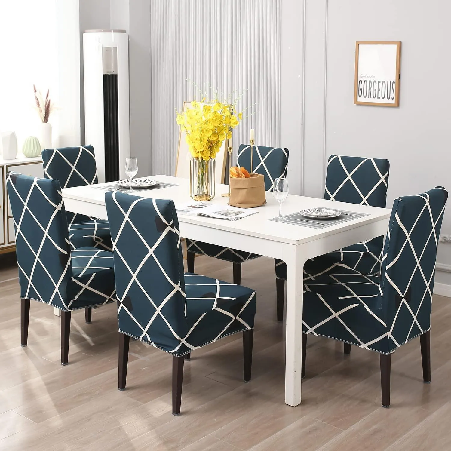Stretchable Chair Covers, Cross Blue