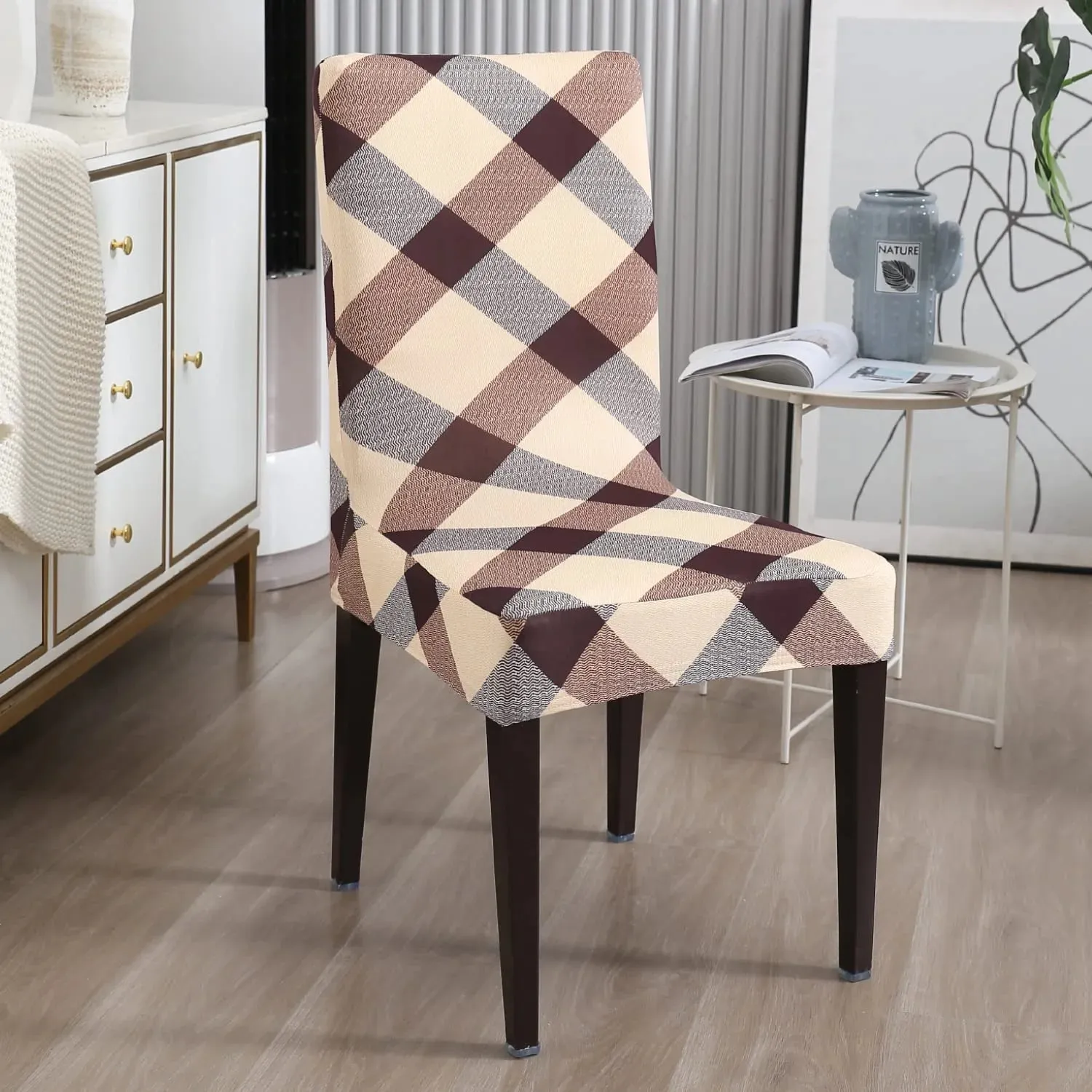 Stretchable Chair Covers, Cross Brown