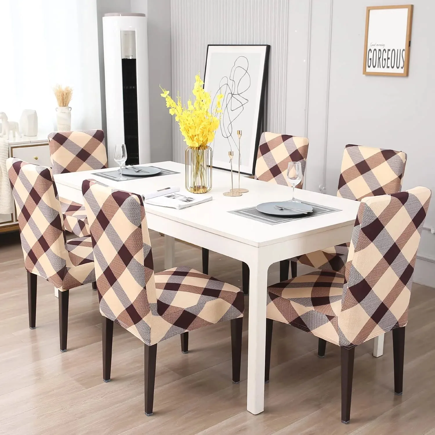 Stretchable Chair Covers, Cross Brown