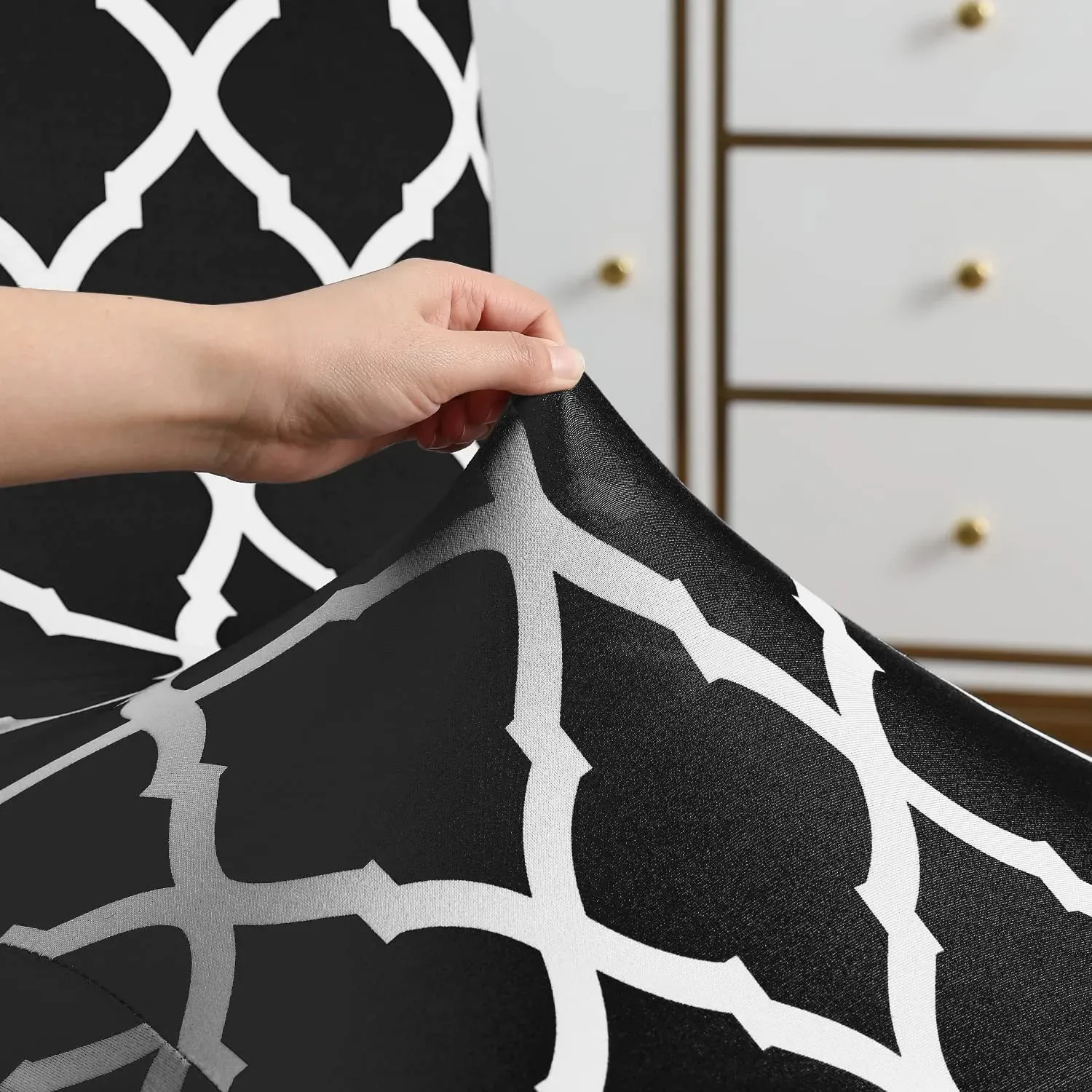 Stretchable Chair Covers, Diamond Black