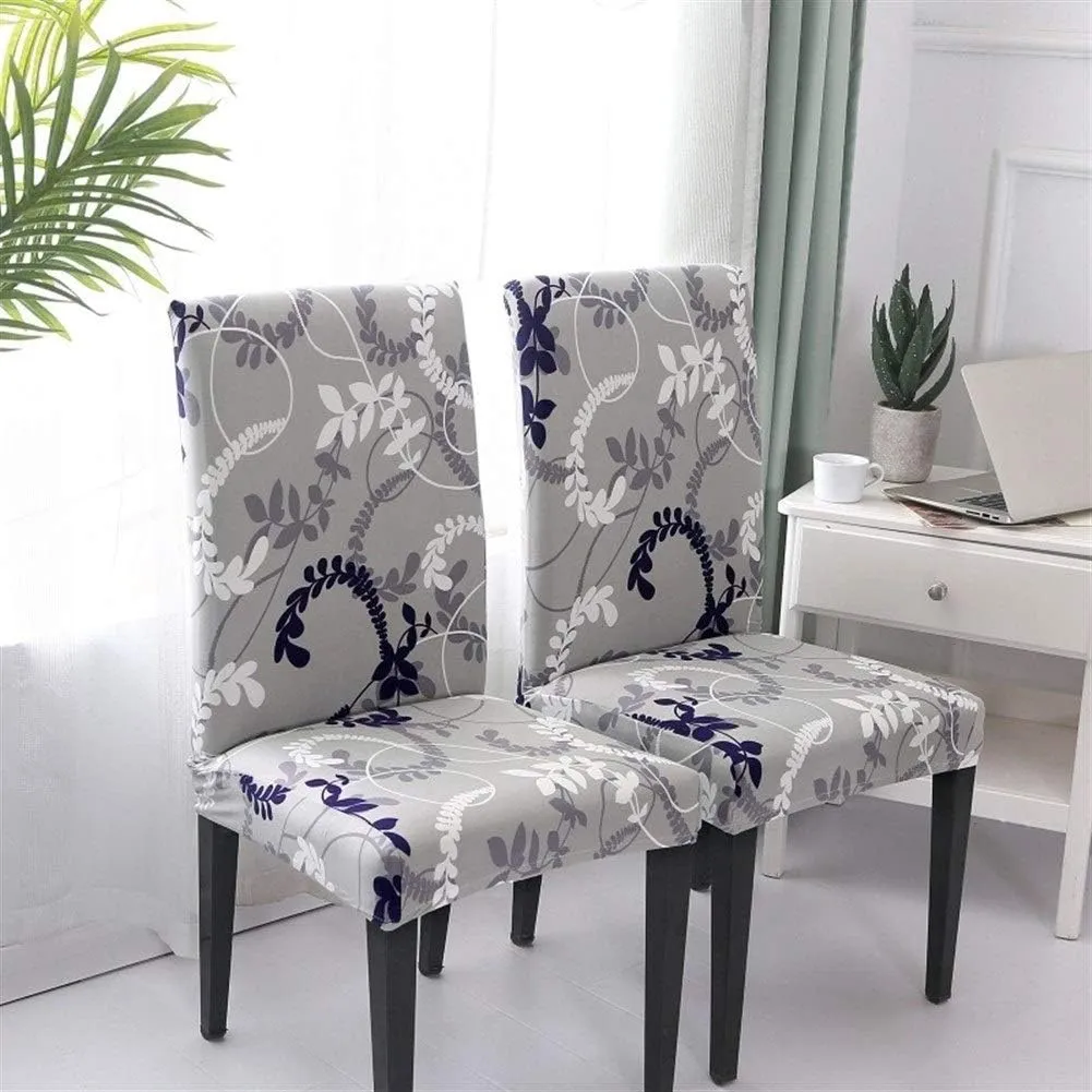 Stretchable Chair Covers, Grey Bloom