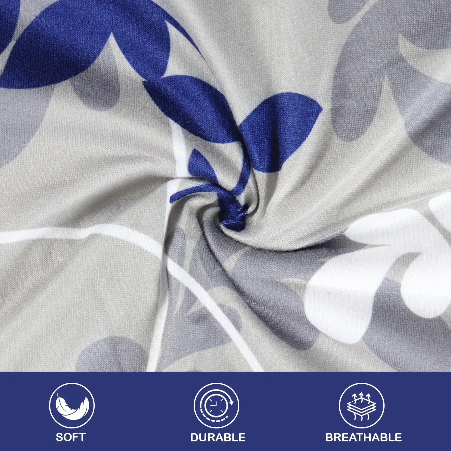 Stretchable Chair Covers, Grey Bloom