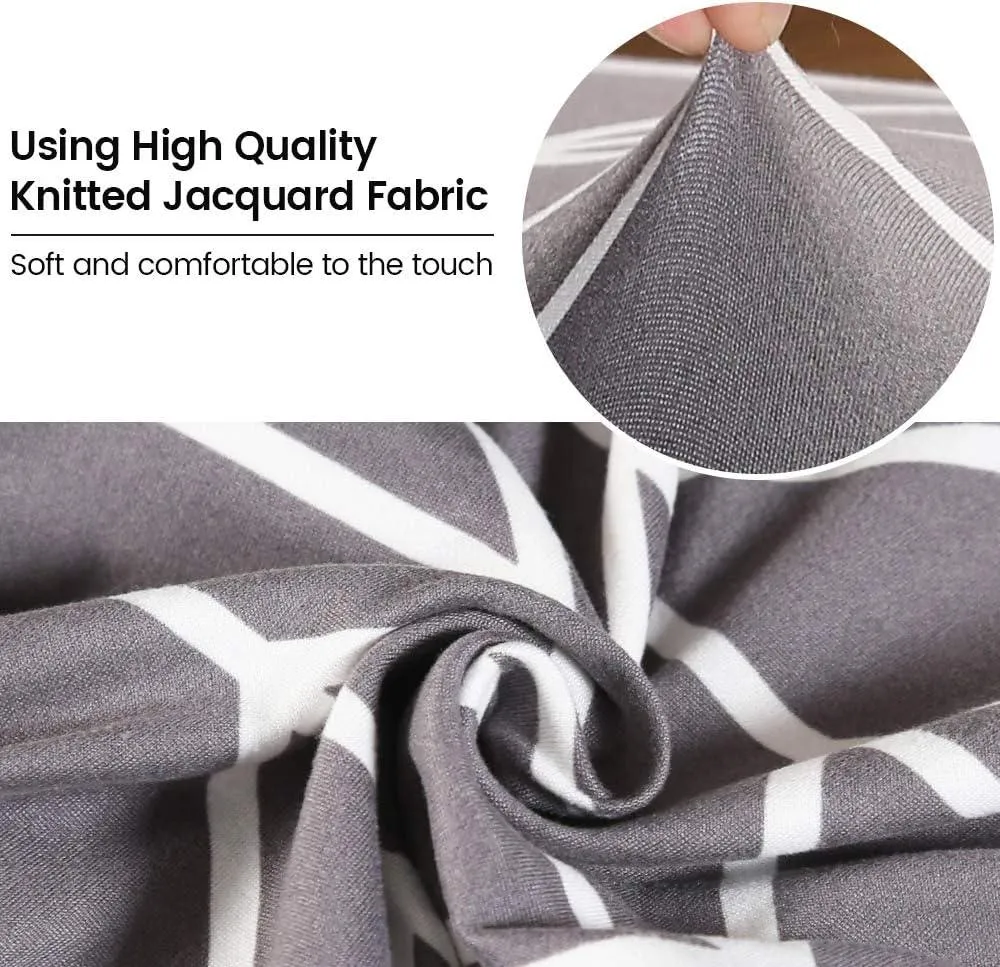 Stretchable Chair Covers, Grey Herringbone