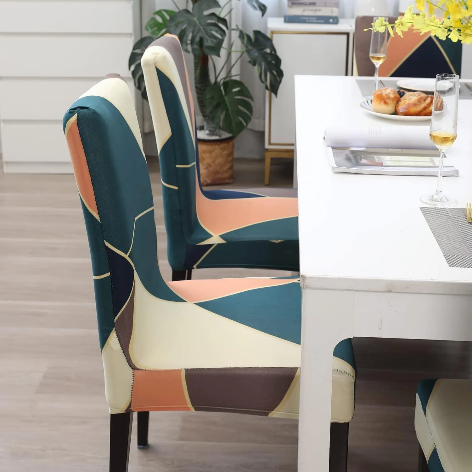 Stretchable Chair Covers, Peach Prism
