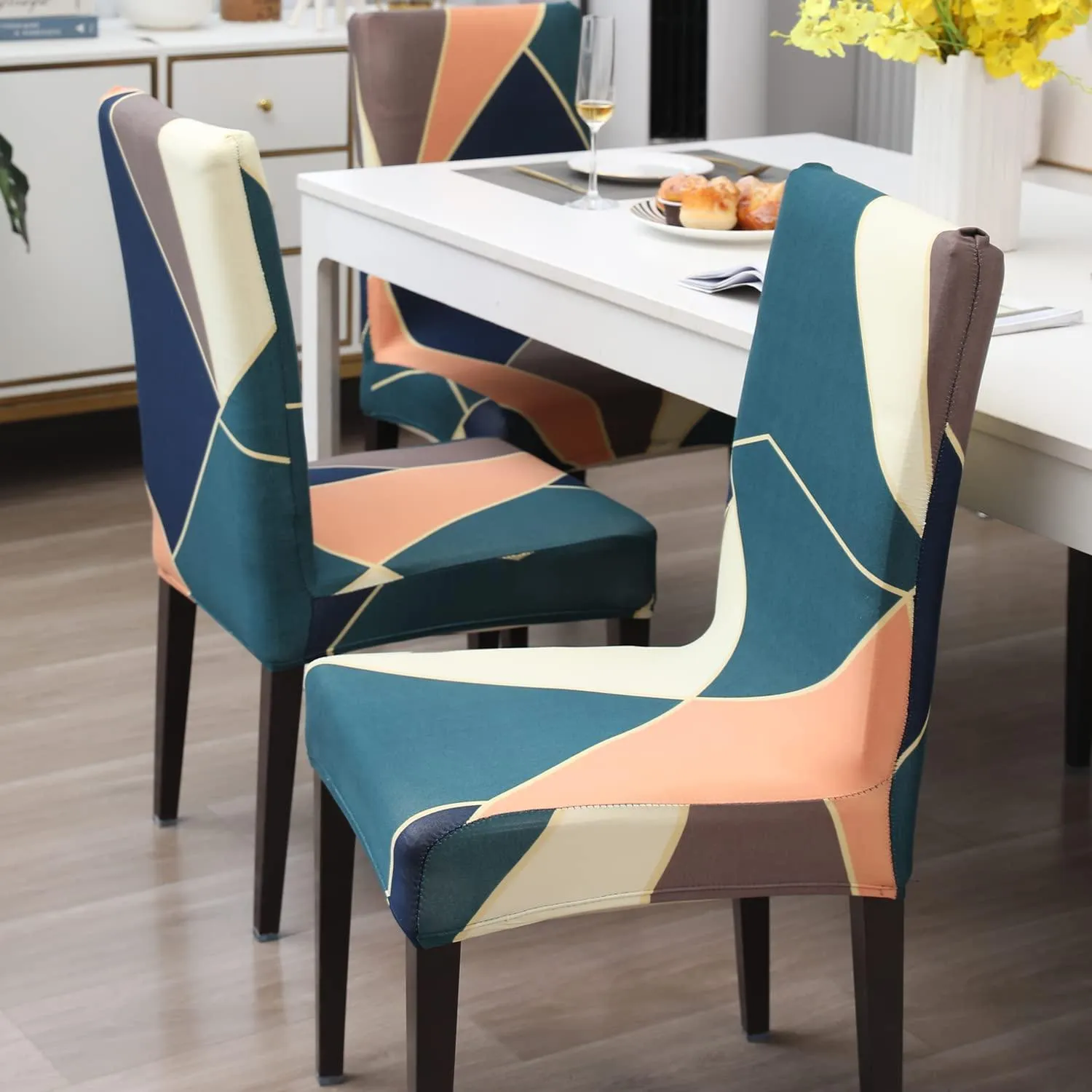 Stretchable Chair Covers, Peach Prism