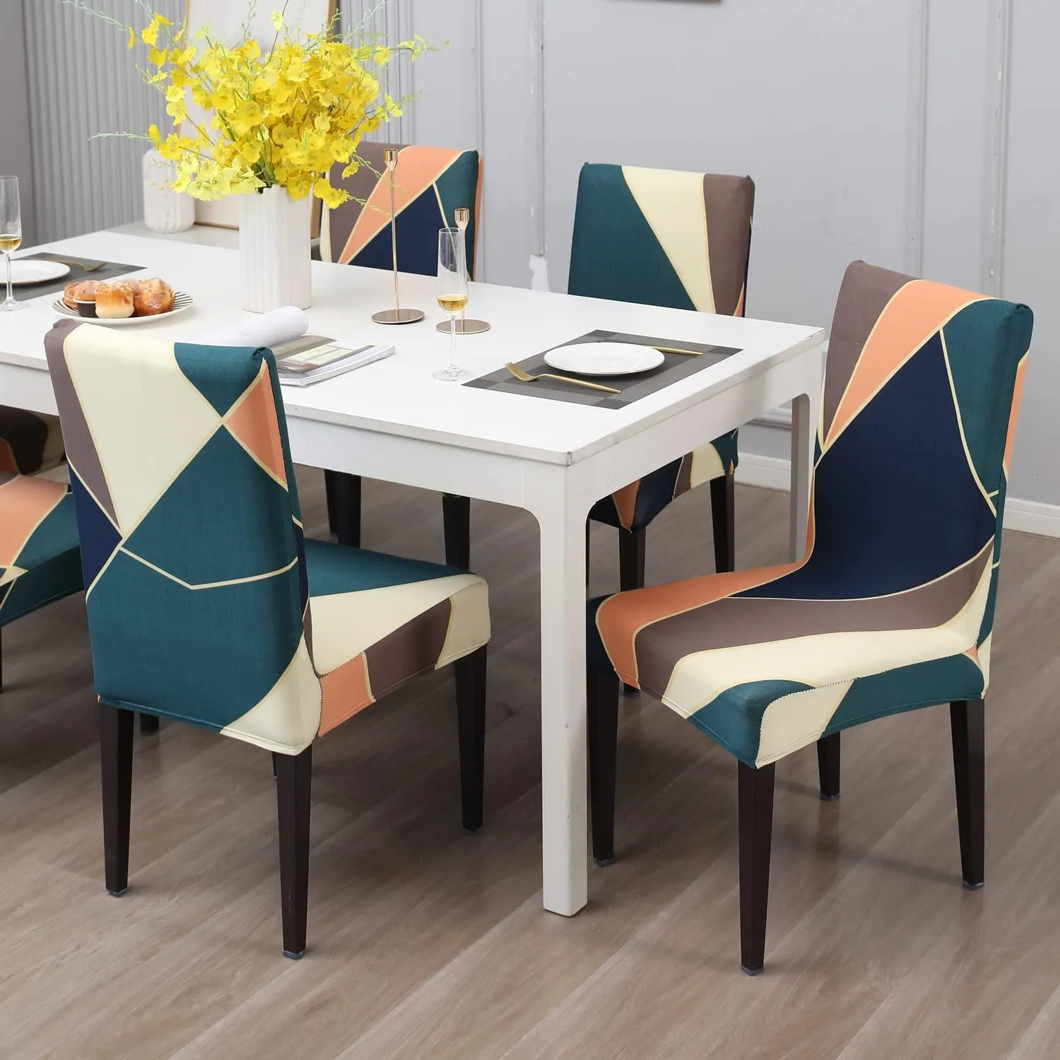 Stretchable Chair Covers, Peach Prism