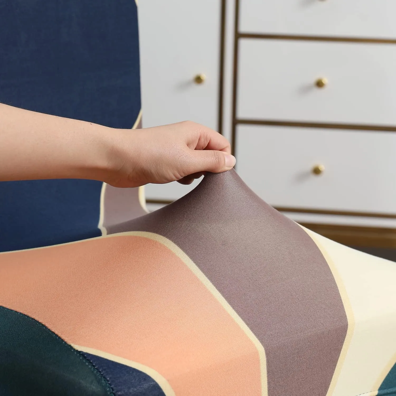 Stretchable Chair Covers, Peach Prism
