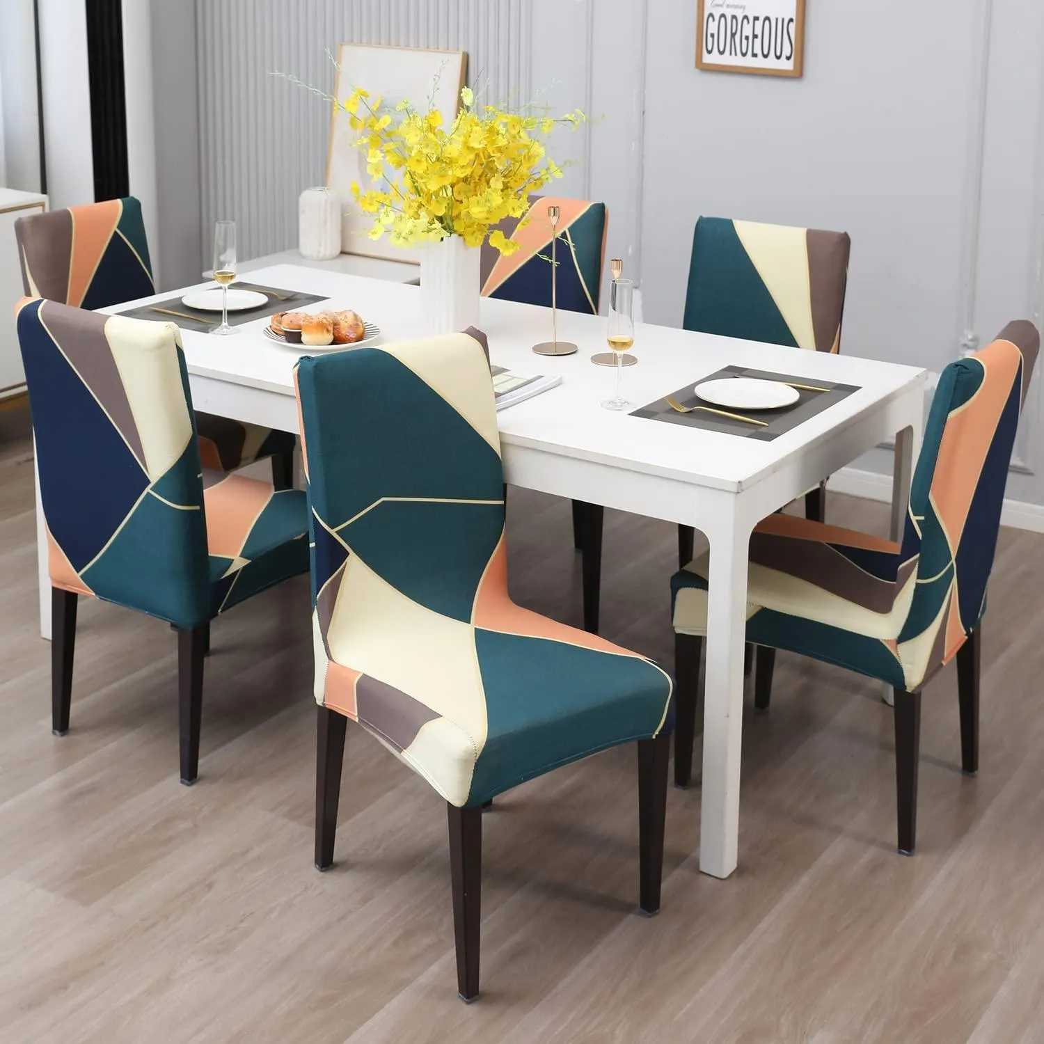 Stretchable Chair Covers, Peach Prism