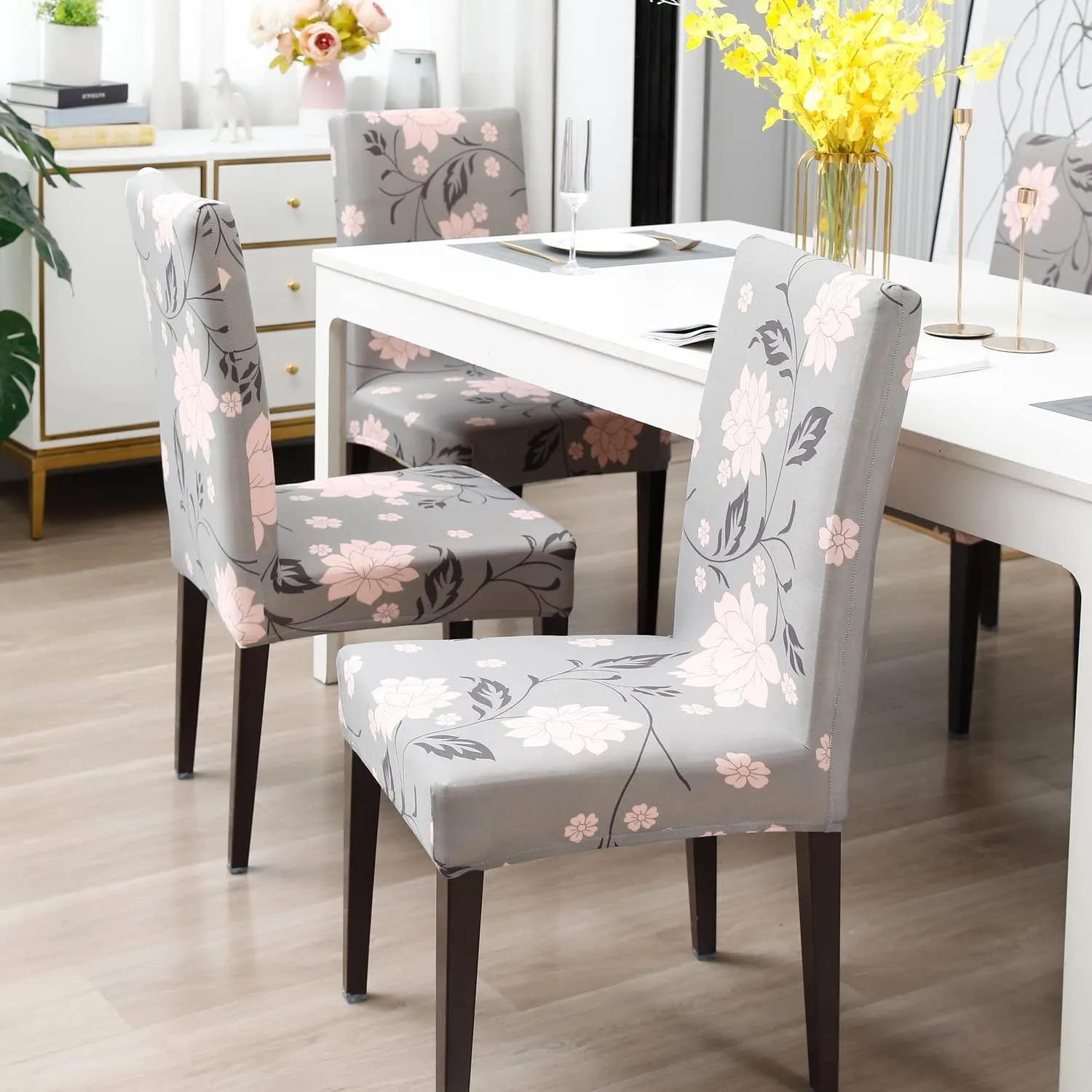 Stretchable Chair Covers, Peachy Grey