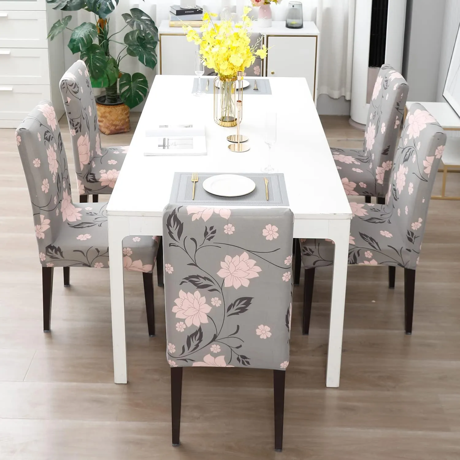 Stretchable Chair Covers, Peachy Grey