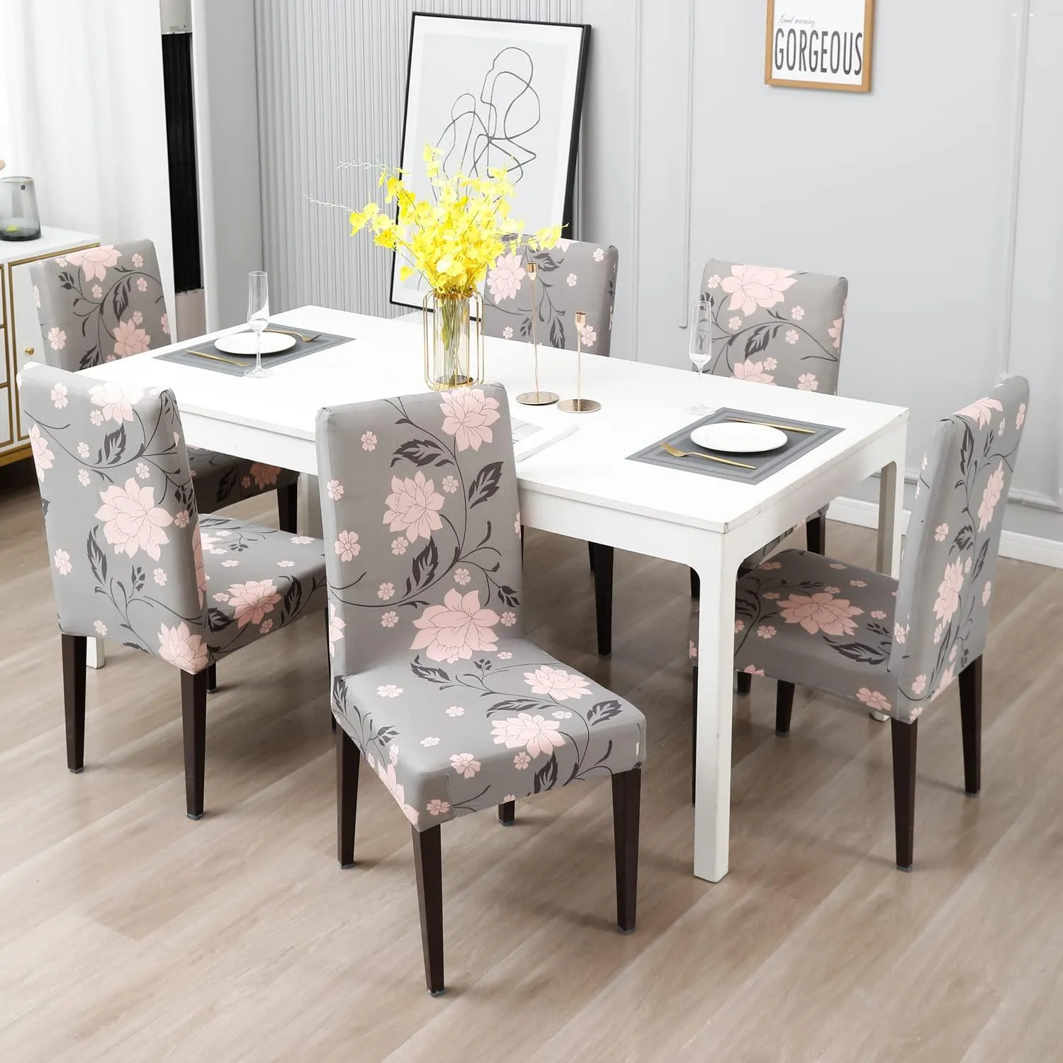 Stretchable Chair Covers, Peachy Grey