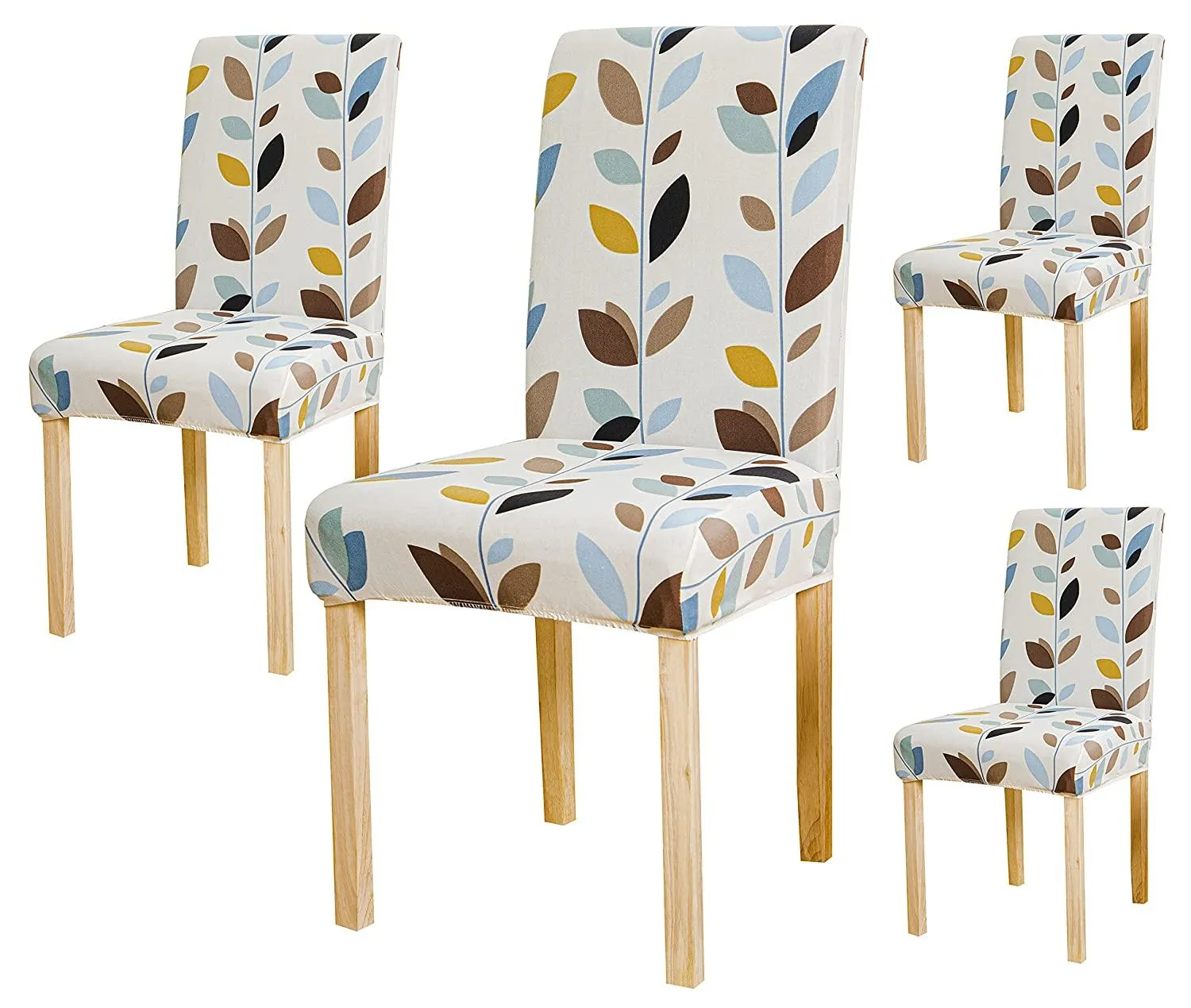 Stretchable Chair Covers, White Leaf