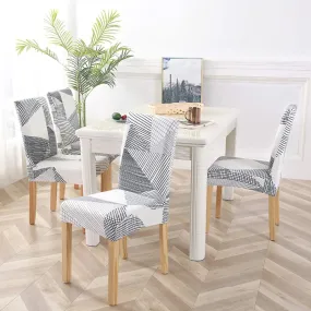 Stretchable Chair Covers, White Stripe