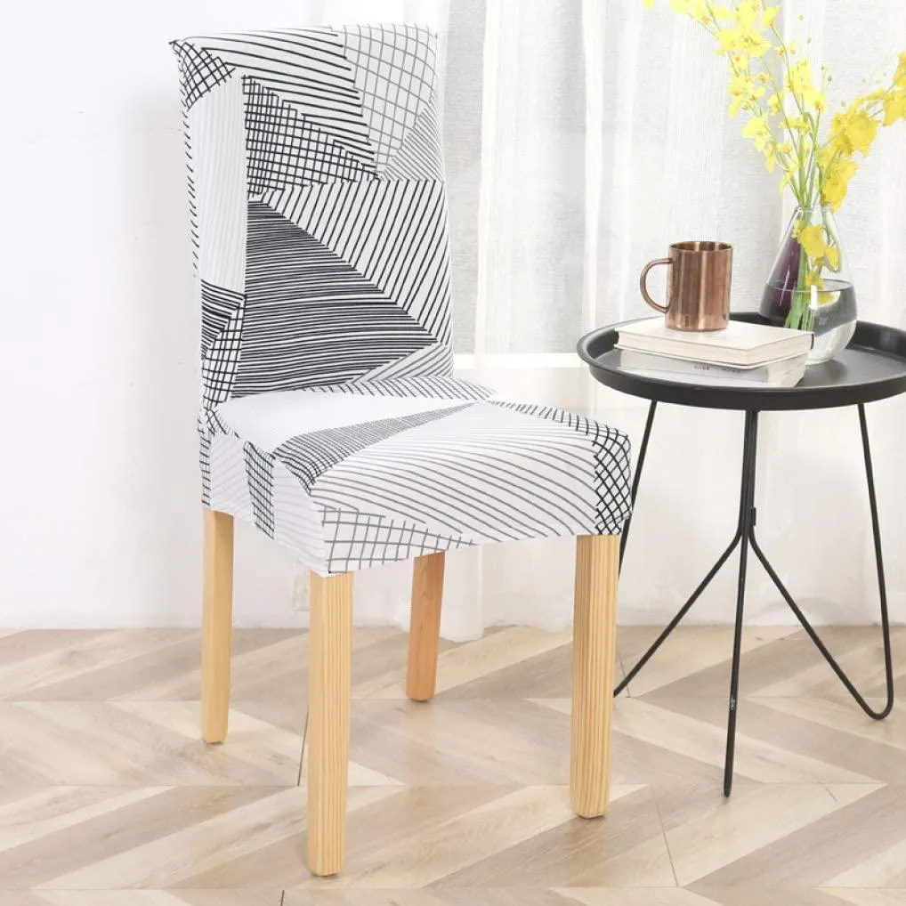 Stretchable Chair Covers, White Stripe