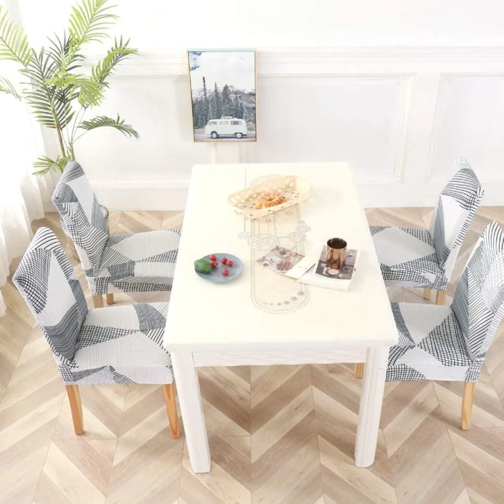 Stretchable Chair Covers, White Stripe