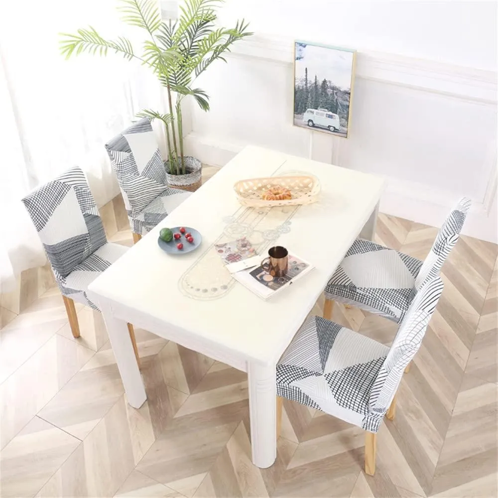 Stretchable Chair Covers, White Stripe
