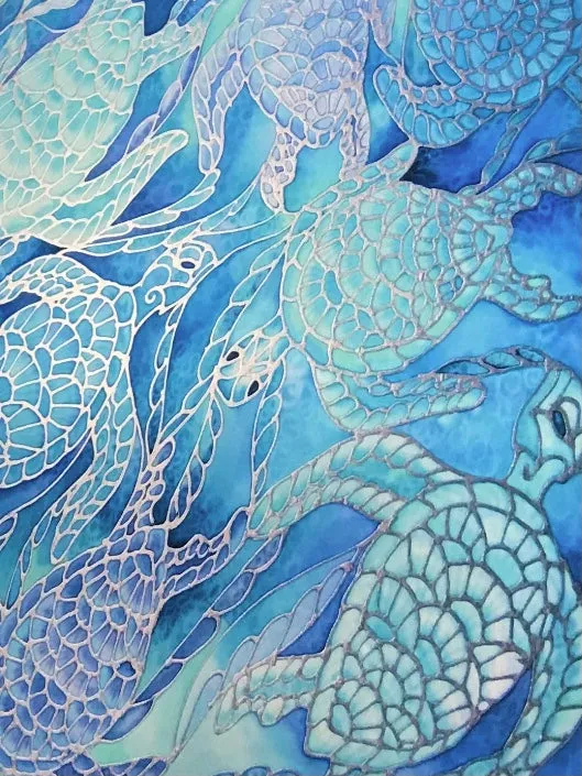 Stunning Extra Large Blue Turtles Glass Counter Saver - Ultramarine Aqua Worktop Protector
