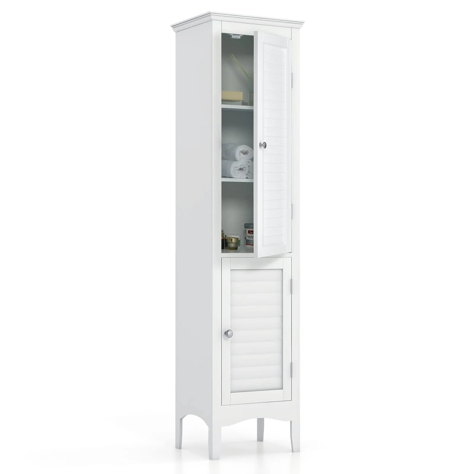 Tangkula Bathroom Storage Cabinet, 63 Inch Tall Narrow Storage Cabinet with 1 Adjustable Shelf and 2 Doors
