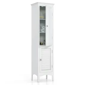 Tangkula Bathroom Storage Cabinet, 63 Inch Tall Narrow Storage Cabinet with 1 Adjustable Shelf and 2 Doors