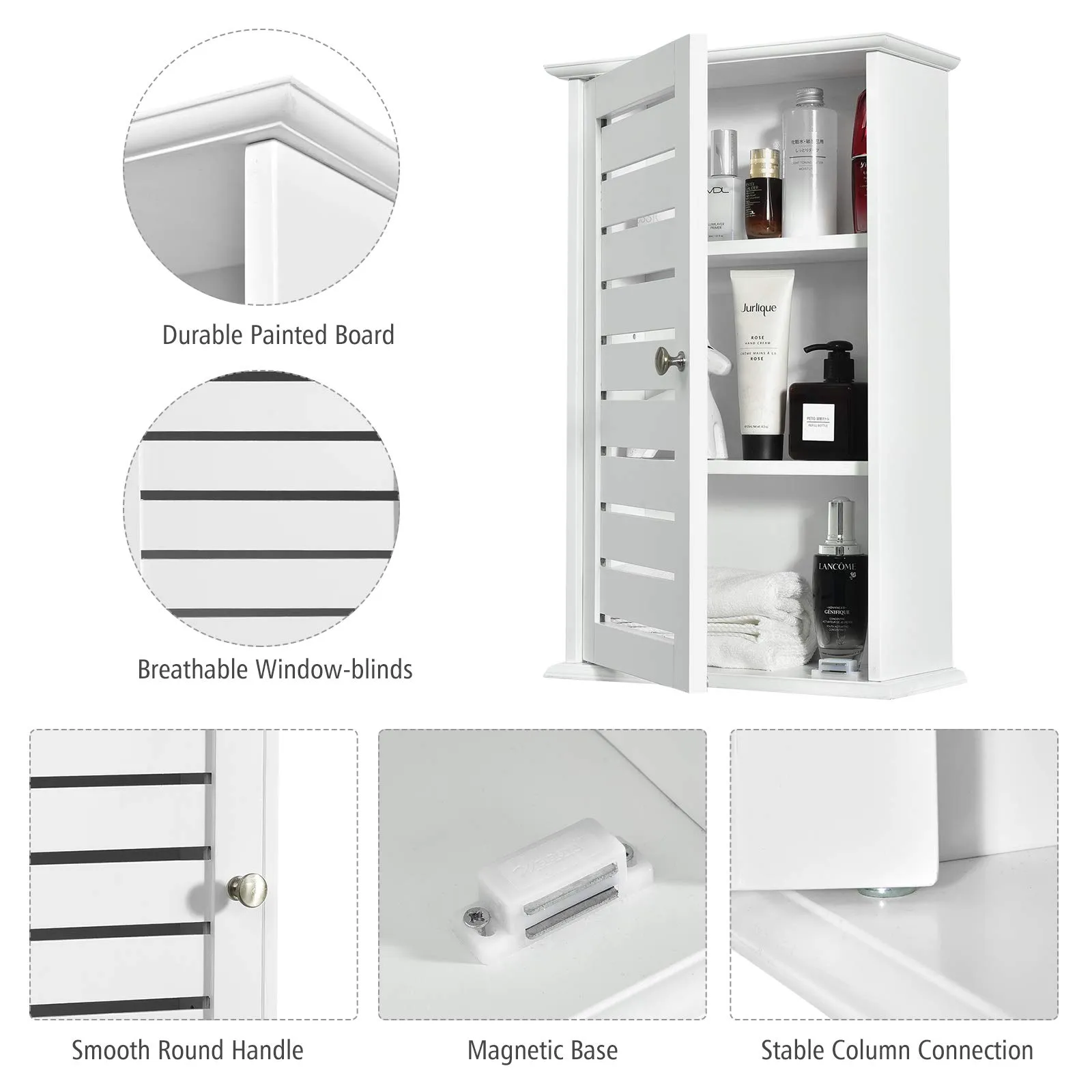 Tangkula Bathroom Wall Cabinet, Medicine Cabinet with 3 Tier Adjustable Storage Shelves