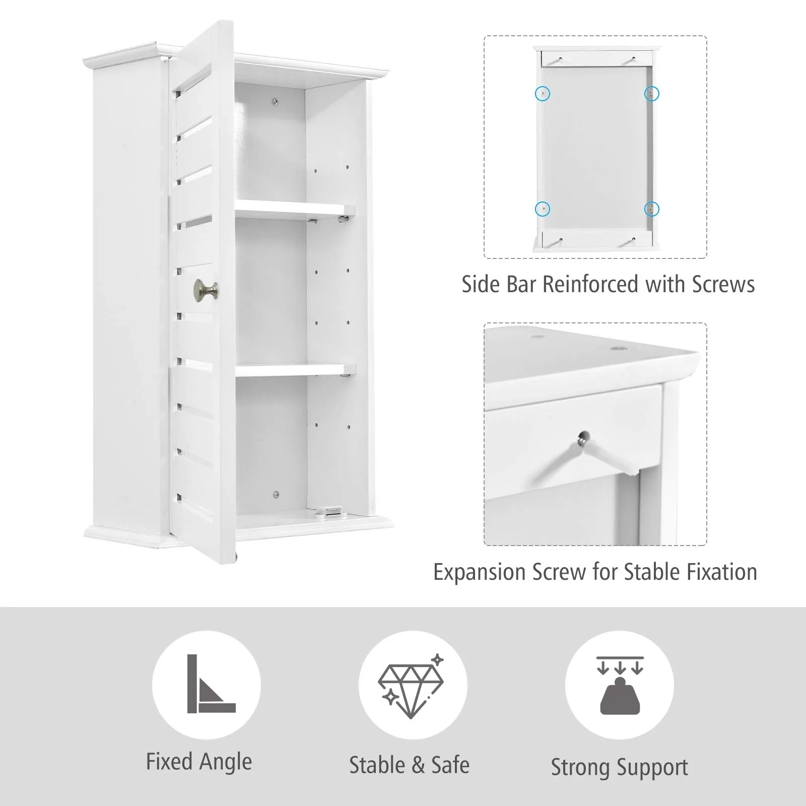 Tangkula Bathroom Wall Cabinet, Medicine Cabinet with 3 Tier Adjustable Storage Shelves