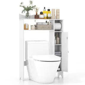 Tangkula Over The Toilet Storage Cabinet, Bathroom Space Saver w/Adjustable Shelves & Paper Holder