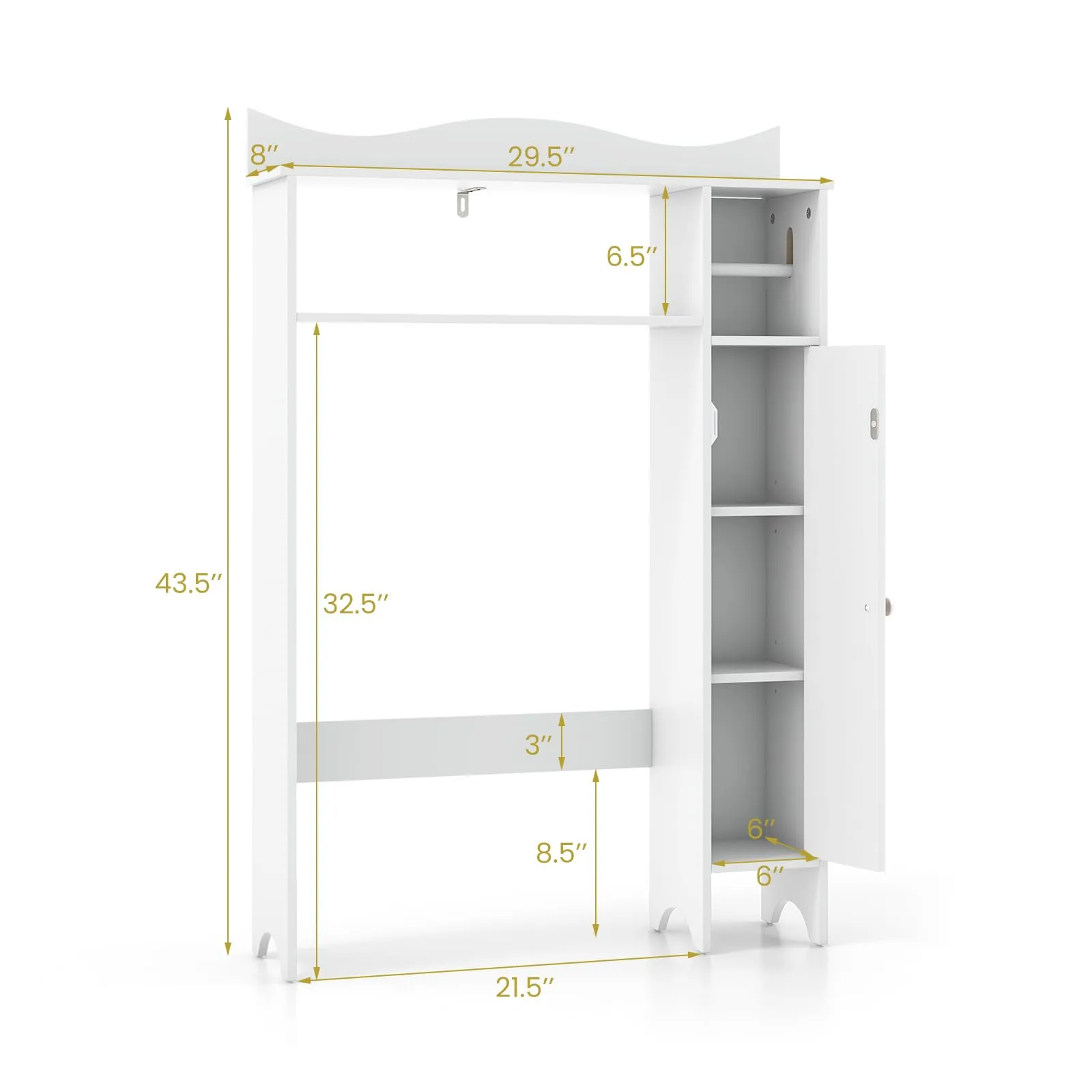 Tangkula Over The Toilet Storage Cabinet, Bathroom Space Saver w/Adjustable Shelves & Paper Holder