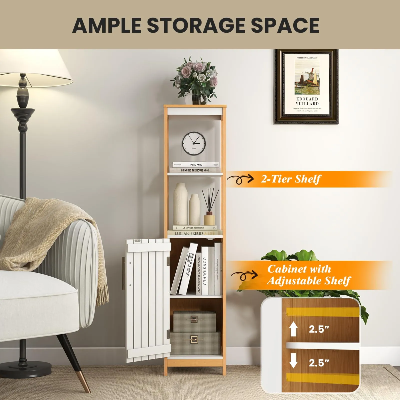 Tangkula Tall Bathroom Cabinet, Freestanding Narrow Storage Cabinet