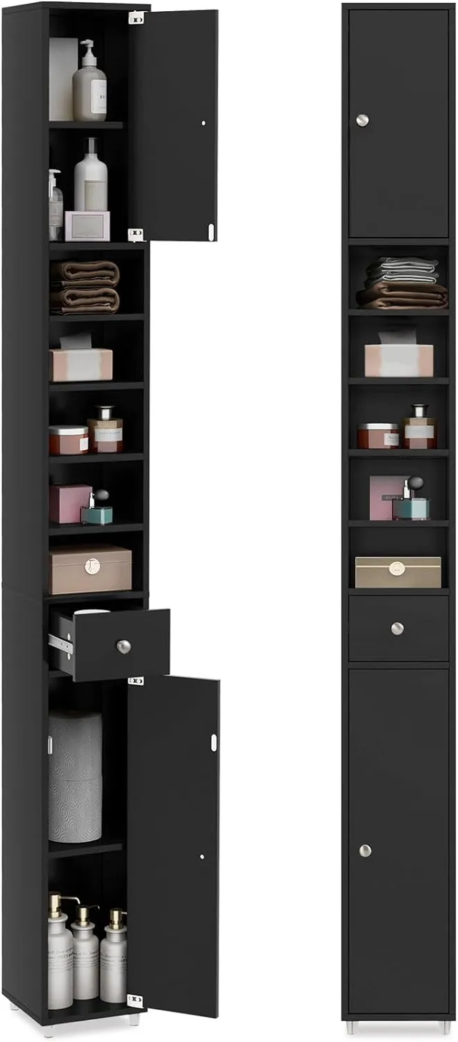 Tangkula Tall Slim Bathroom Storage Cabinet, 71" Freestanding Bathroom Cabinet Organizer