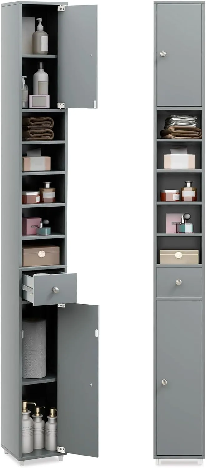 Tangkula Tall Slim Bathroom Storage Cabinet, 71" Freestanding Bathroom Cabinet Organizer