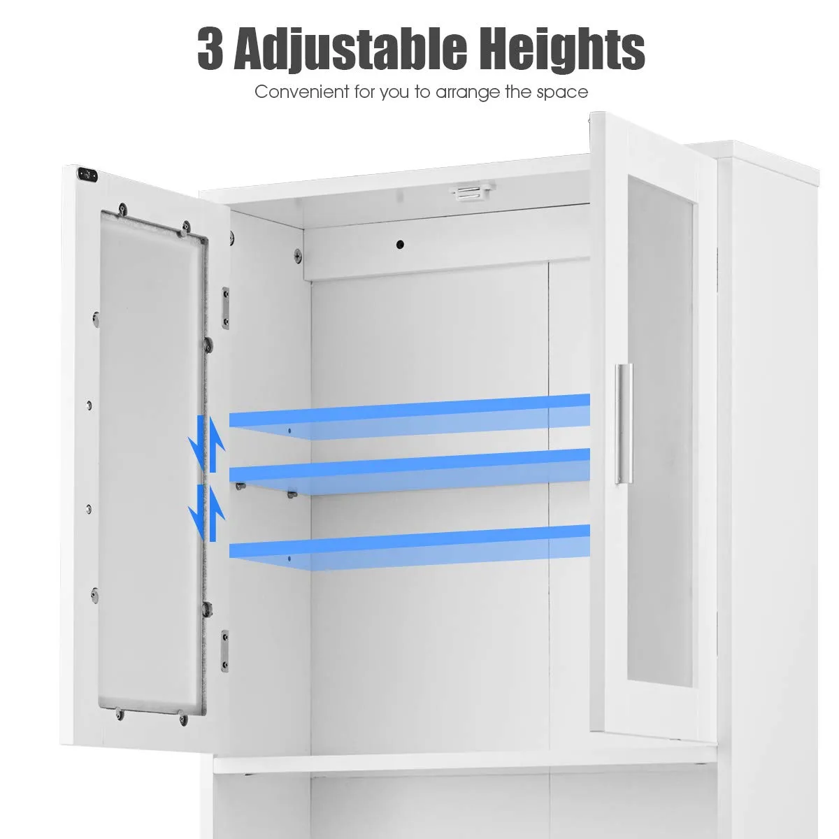 Tangkula Wooden Over The Toilet Storage Cabinet, Home Bathroom Space Saver