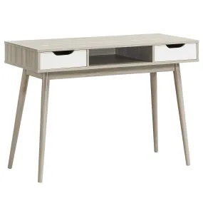 Tangkula Writing Desk with Drawers, Mid Century Home Office Desk Computer Desk (Oak & Walnut)