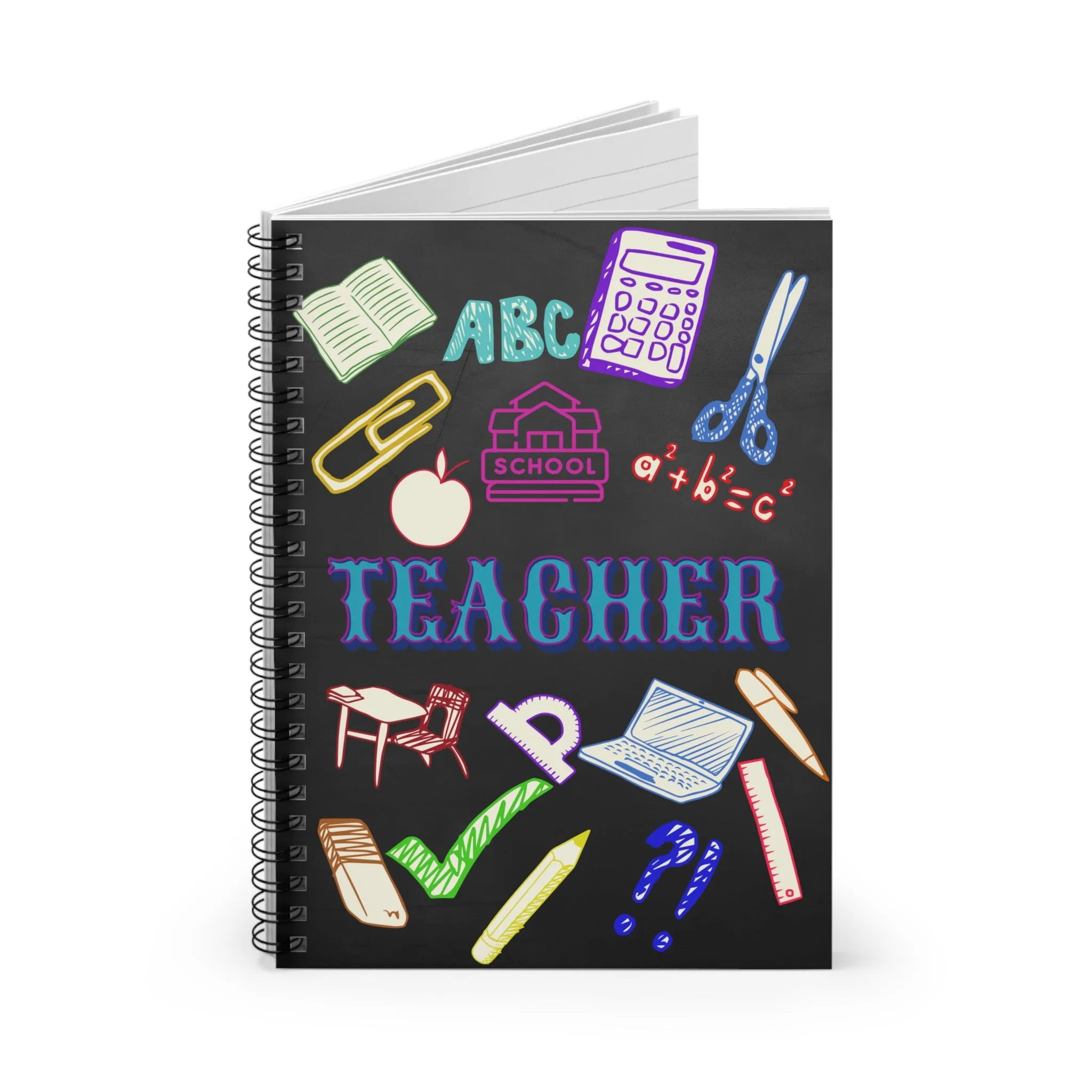 Teacher Spiral Notebook - Ruled Line with Pencil, Eraser, Pen, Ruler, Computer, Back to School Gift, Office Supplies, Teacher Gifts,