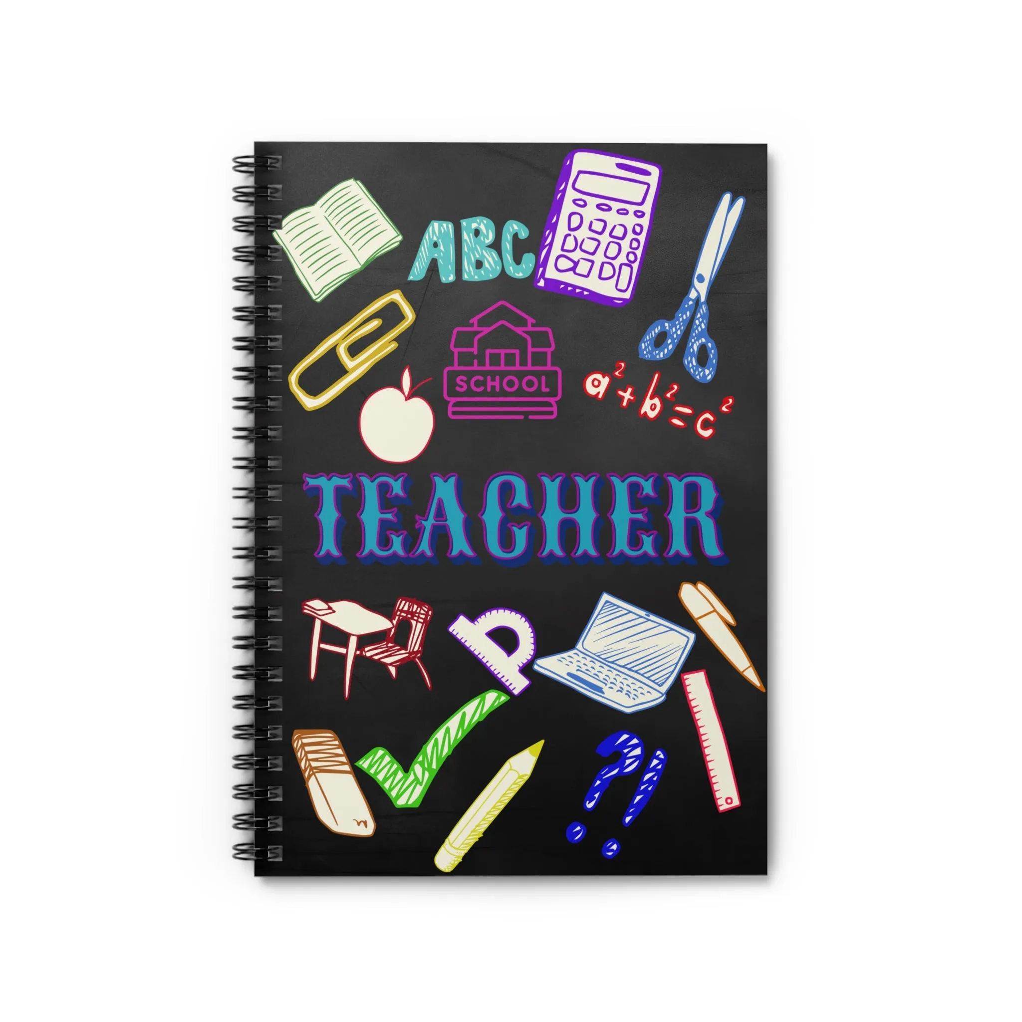 Teacher Spiral Notebook - Ruled Line with Pencil, Eraser, Pen, Ruler, Computer, Back to School Gift, Office Supplies, Teacher Gifts,