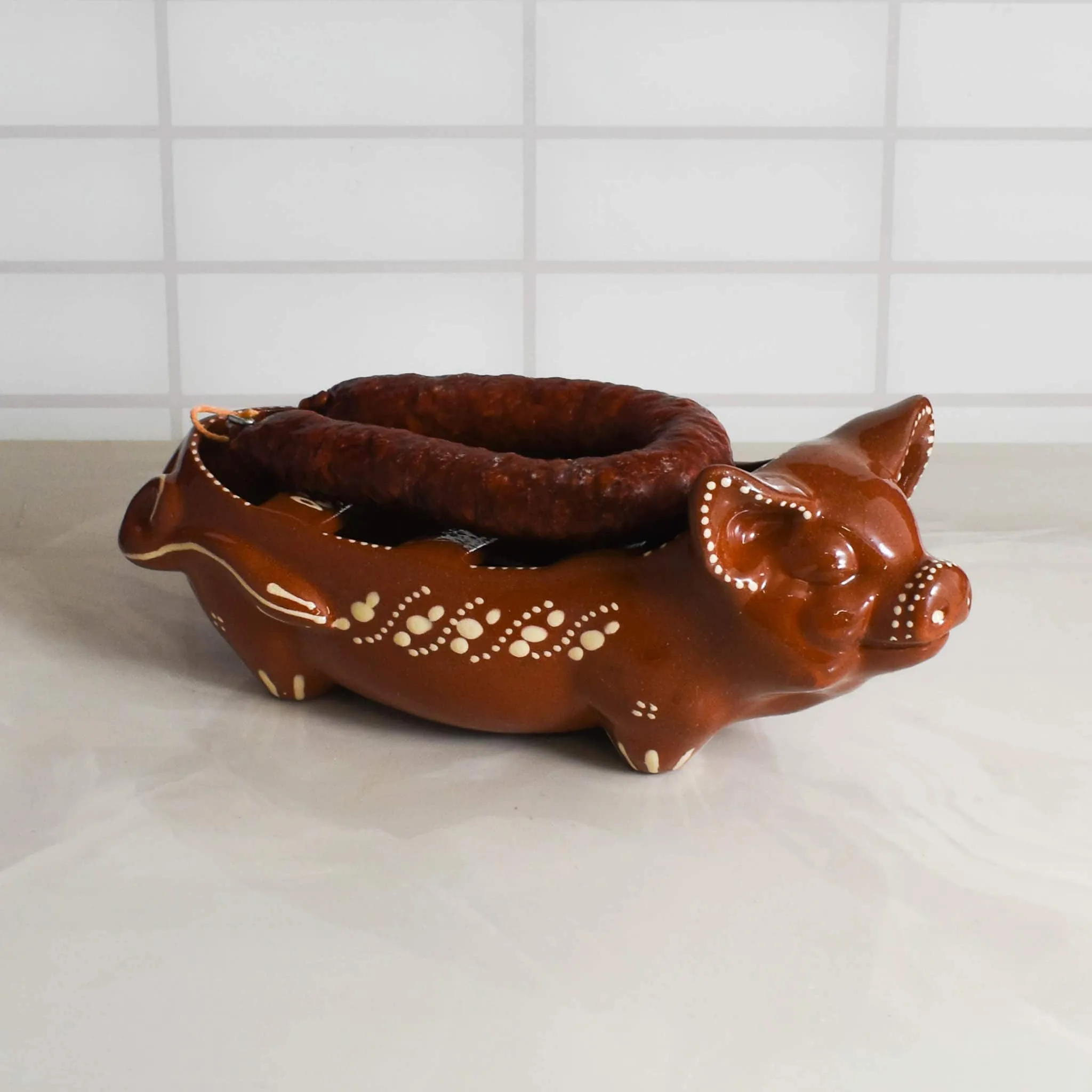 Terracotta Chorizo Pig Serving Dish, 30cm