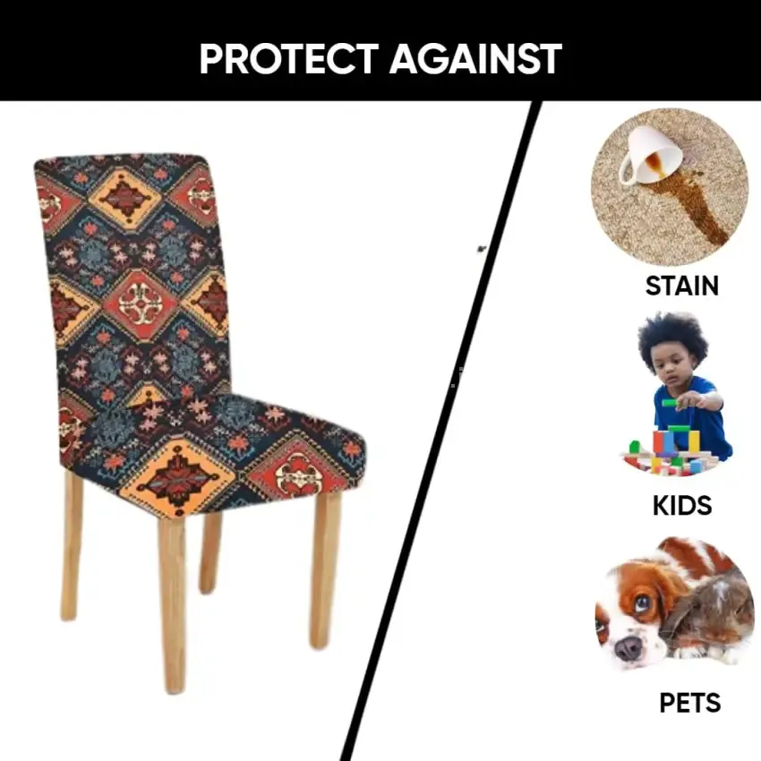 Trendily Premium Stretchable, Removable & Washable Printed |Protector|Chair Cover (Jaipuri Rangoli) -(CC-087)