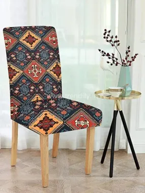 Trendily Premium Stretchable, Removable & Washable Printed |Protector|Chair Cover (Jaipuri Rangoli) -(CC-087)