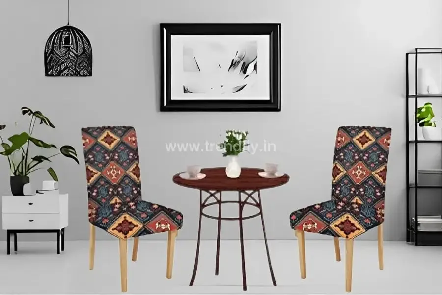 Trendily Premium Stretchable, Removable & Washable Printed |Protector|Chair Cover (Jaipuri Rangoli) -(CC-087)
